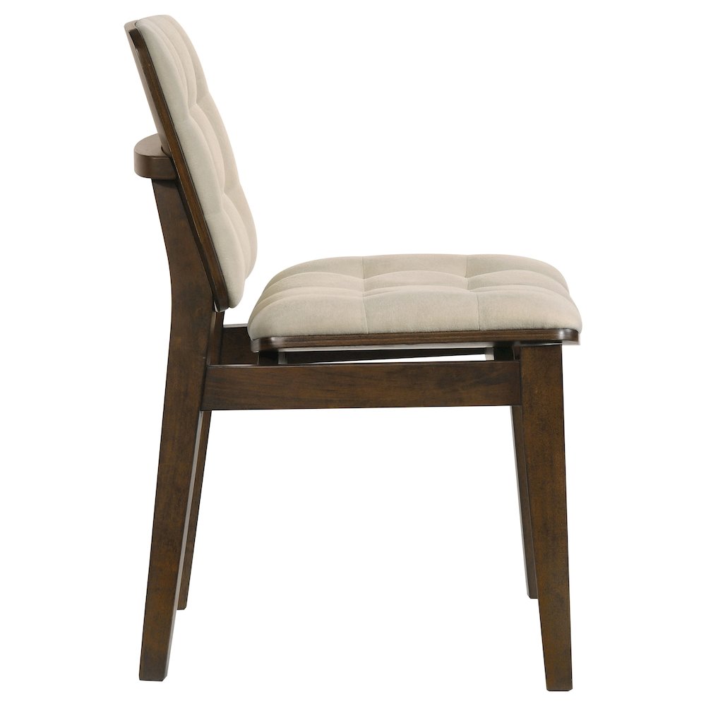 Redbridge Velvet Upholstered Side Chair Cream and Walnut (Set of 2). Picture 8