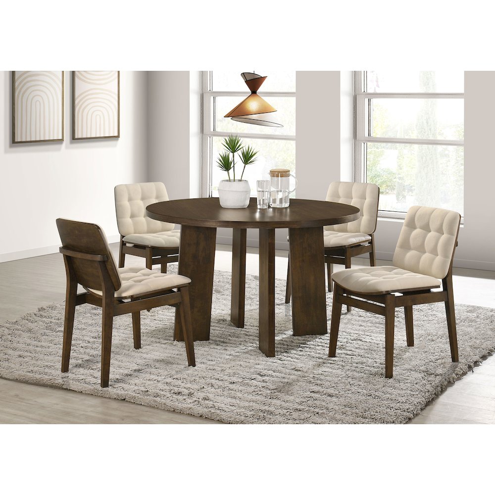 Redbridge Velvet Upholstered Side Chair Cream and Walnut (Set of 2). Picture 12