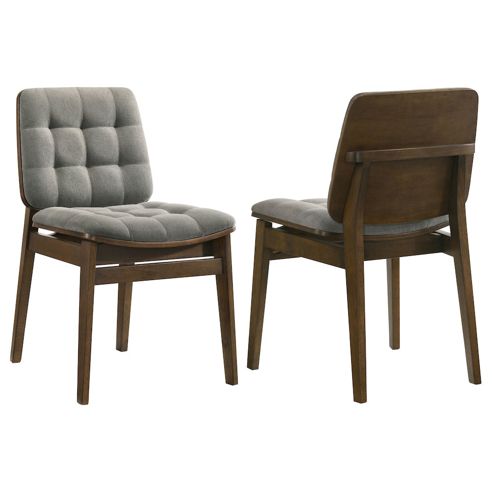 Redbridge Velvet Upholstered Side Chair Grey and Walnut (Set of 2). Picture 1