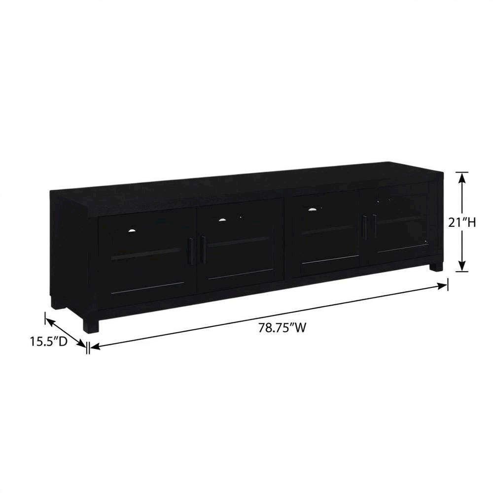 Black engineered wood TV stand, 4 doors, modern design,, durable materials. Picture 7