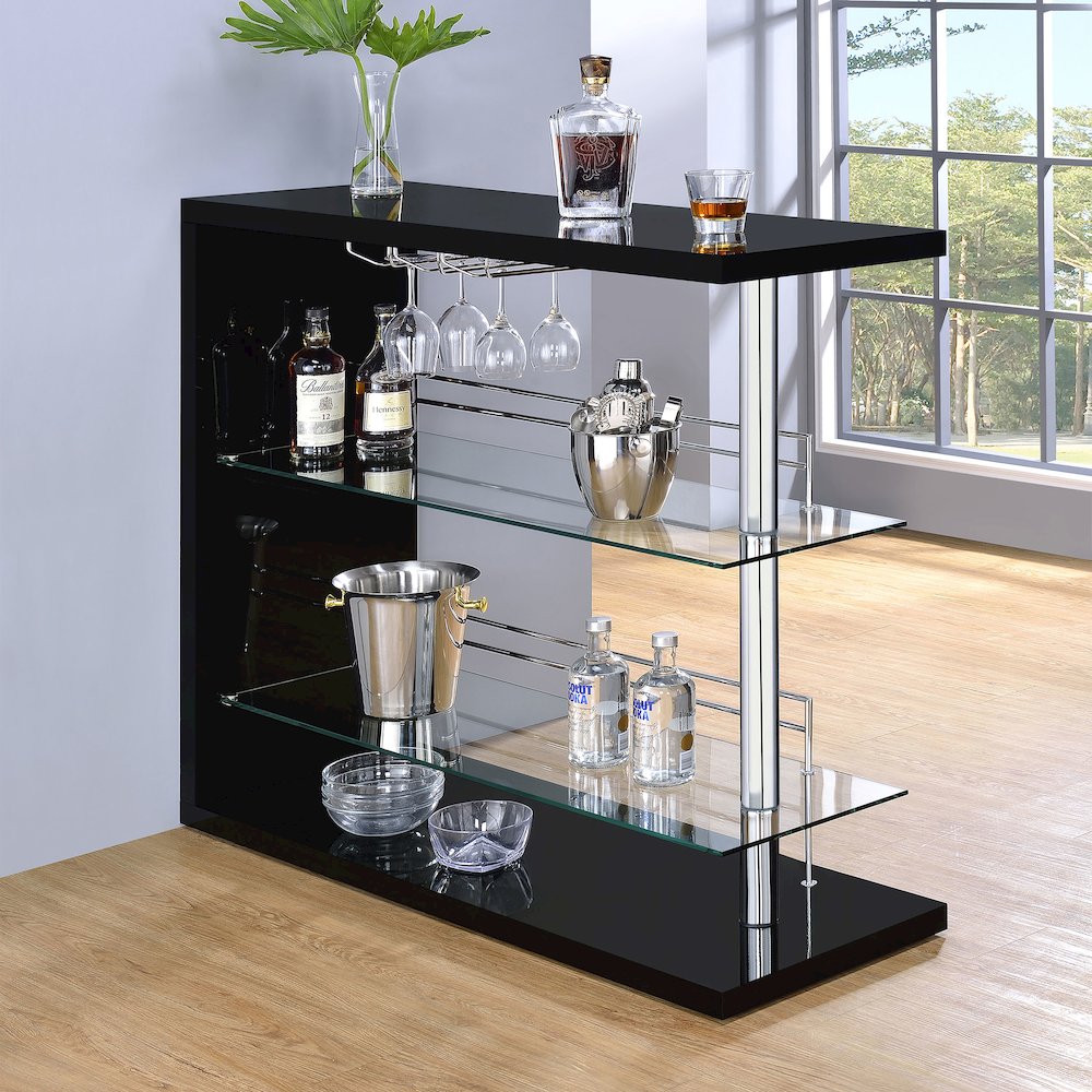 Prescott Rectangular Home Wine Table Black High Gloss. Picture 8