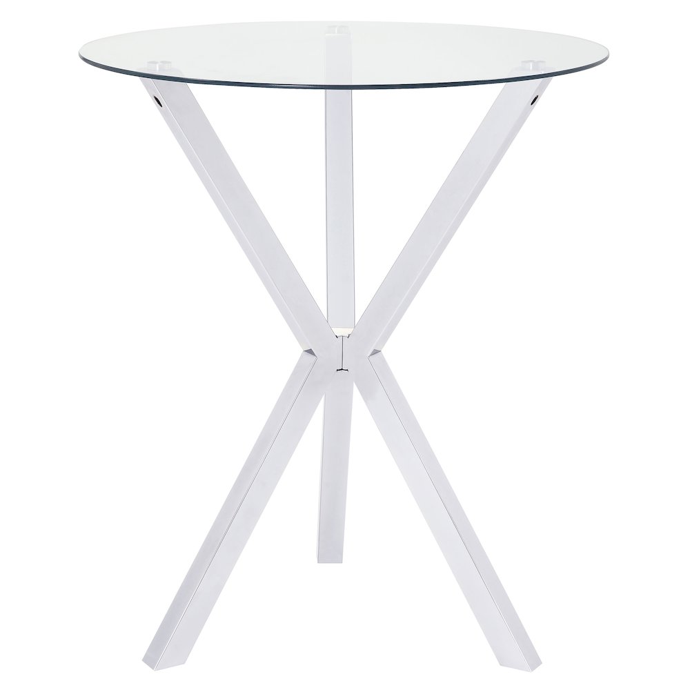 Denali Round 35-inch Glass Top Bistro Bar Table Chrome. Picture 2