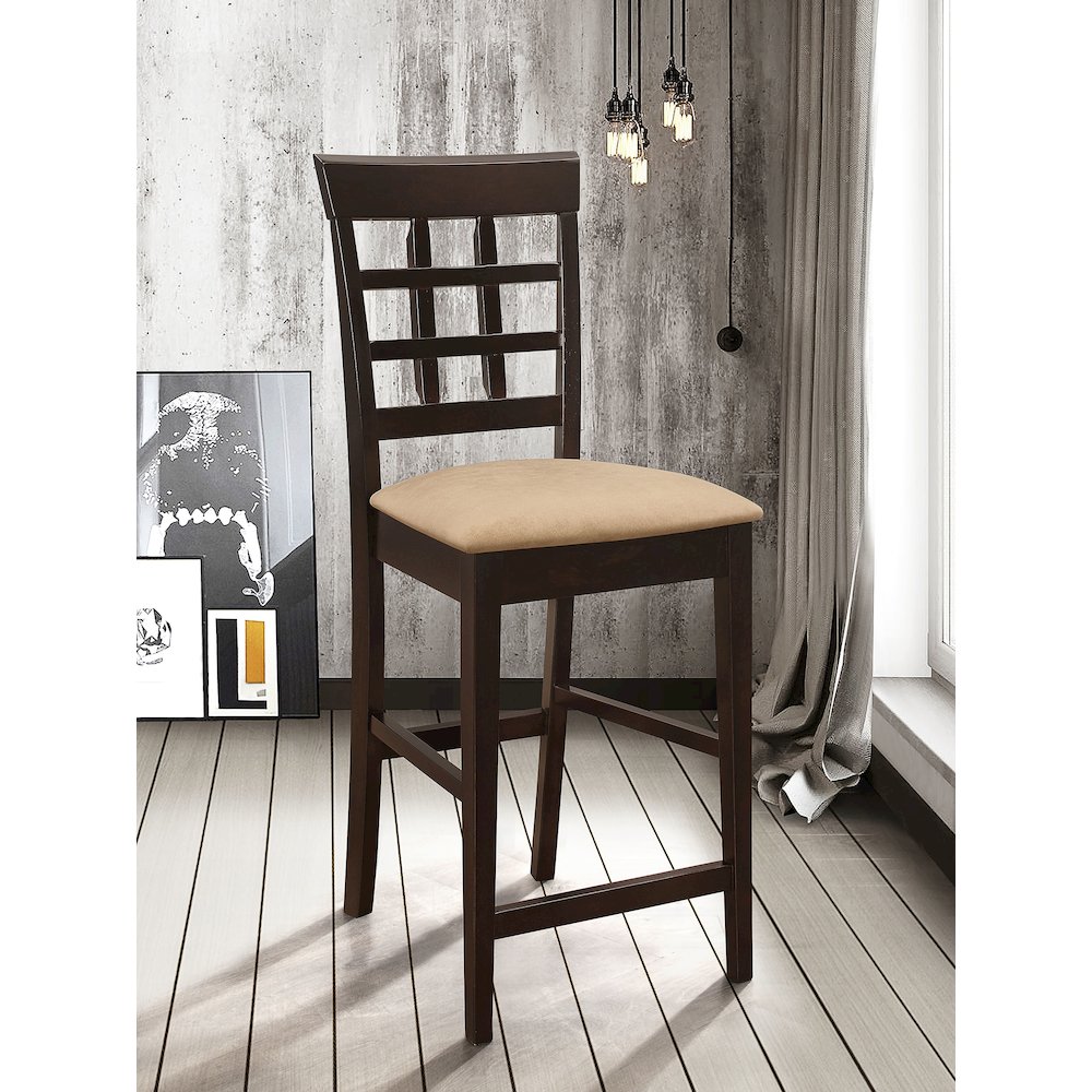 Gabriel Lattice Back Counter Chair Cappuccino (Set of 2). Picture 12