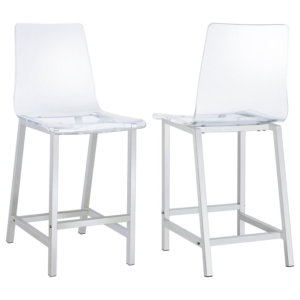 Juelia Clear Acrylic Counter Chair Chrome (Set of 2). Picture 2