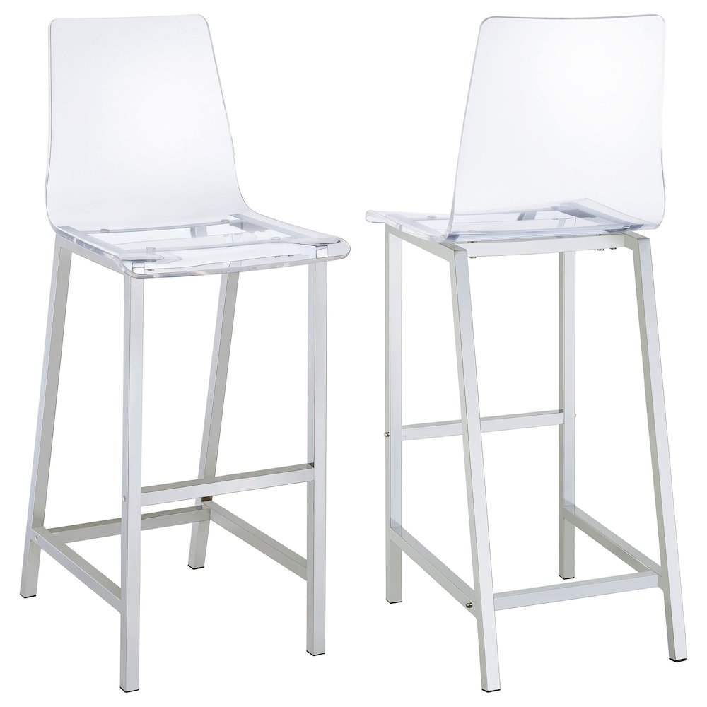 Juelia Clear Acrylic Bar Chair Chrome (Set of 2). Picture 2