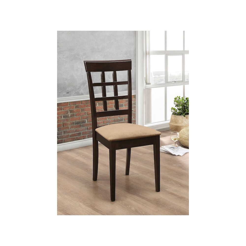 Gabriel Lattice Back Dining Side Chair Cappuccino (Set of 2). Picture 11