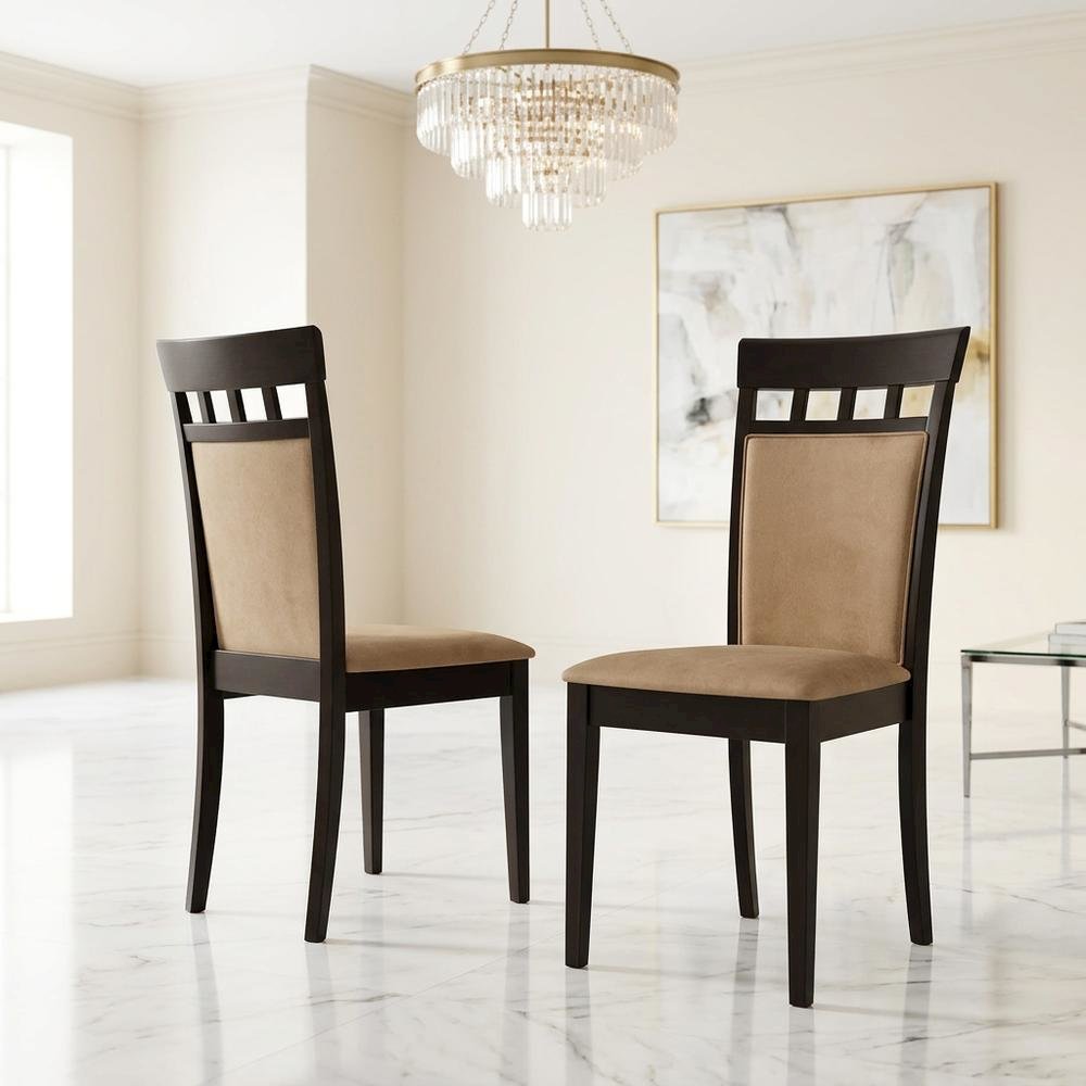 Polyester-Upholstered Wood Dining Side Chair with Closed Back, Set of 2. Picture 2
