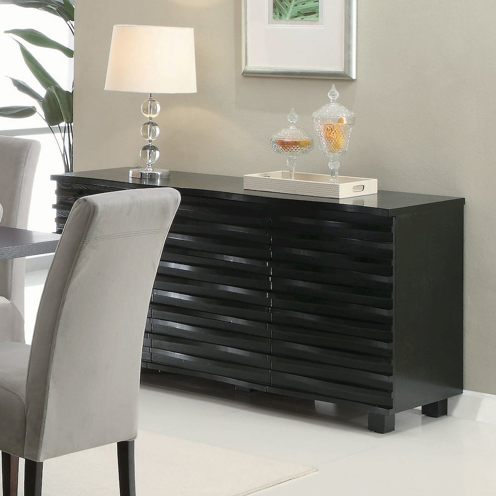 Stanton 3-drawer Sideboard Buffet Storage Cabinet Black. Picture 5