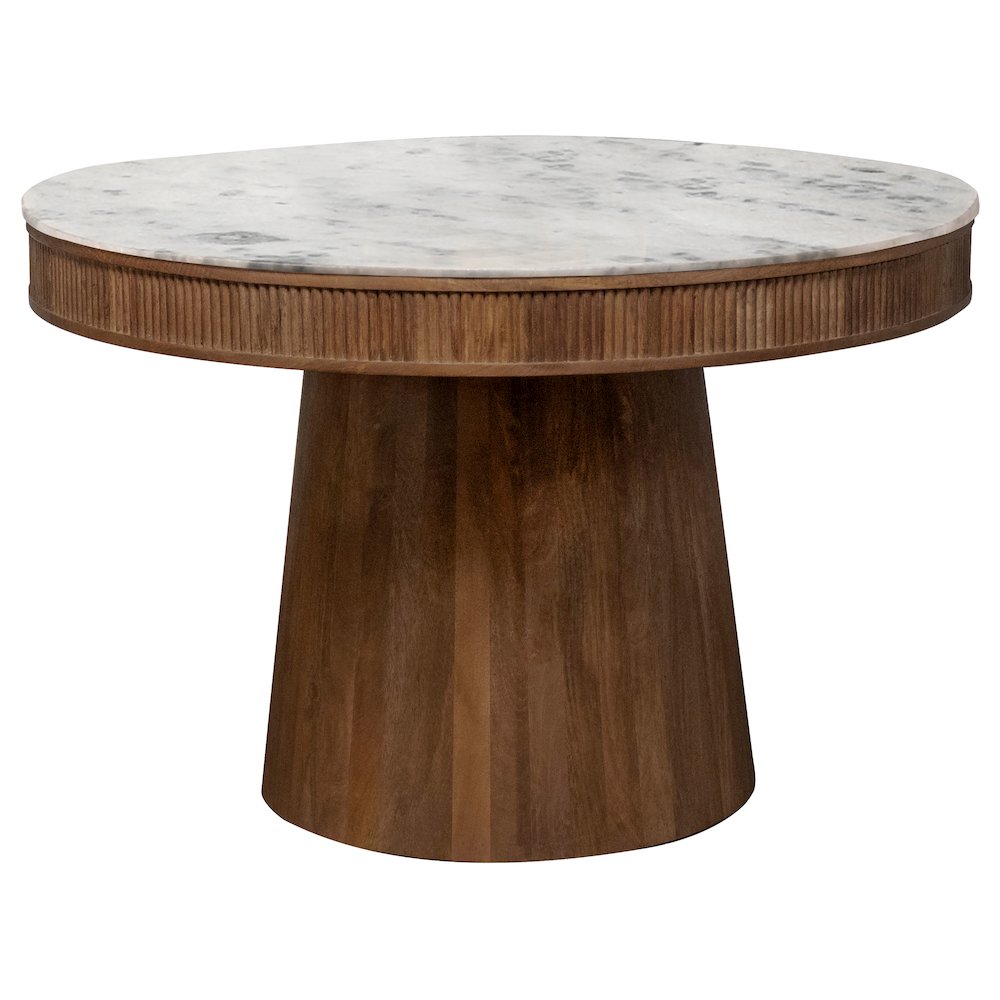 Ortega Round 46-inch Marble Top Wood Dining Table Natural. Picture 2