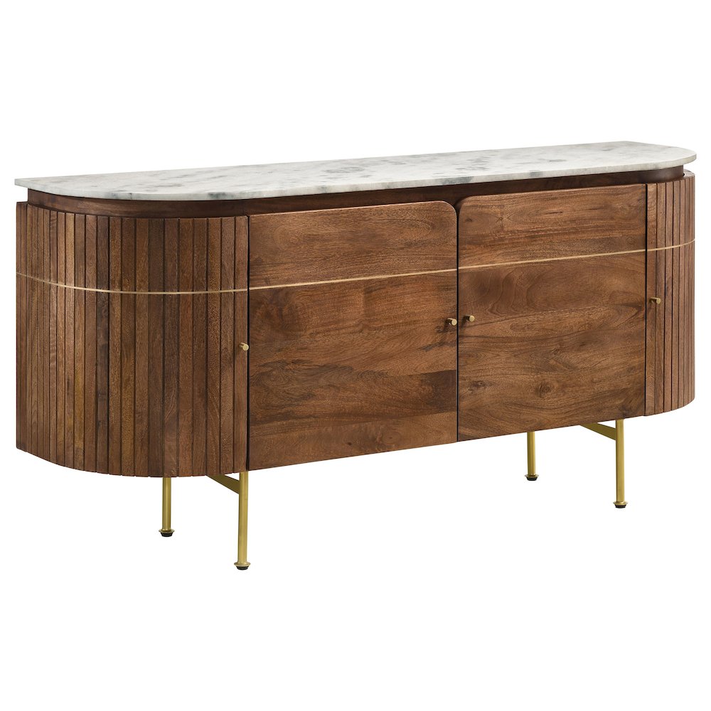 Ortega 4-door Marble Top Sideboard Buffet Cabinet Natural. Picture 2