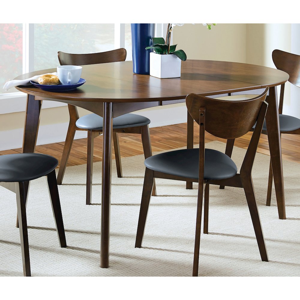 Jedda Oval 60-inch Extension Leaf Dining Table Dark Walnut. Picture 4