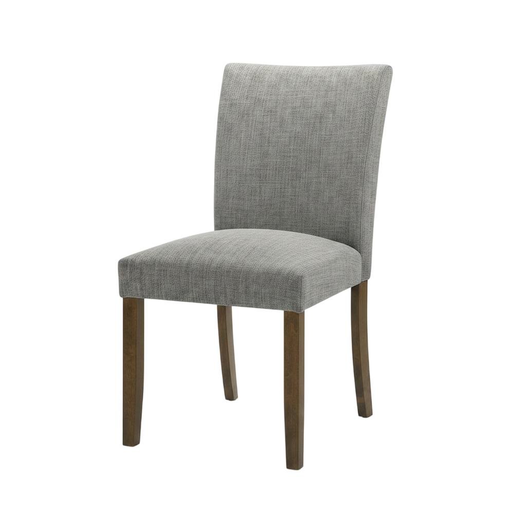 Upholstered Dining Chair with Wood Legs, Kitchen Side Chair, Grey, Set of 2. Picture 3