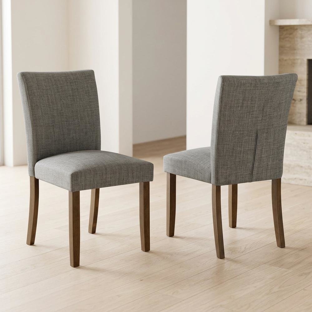 Upholstered Dining Chair with Wood Legs, Kitchen Side Chair, Grey, Set of 2. Picture 4