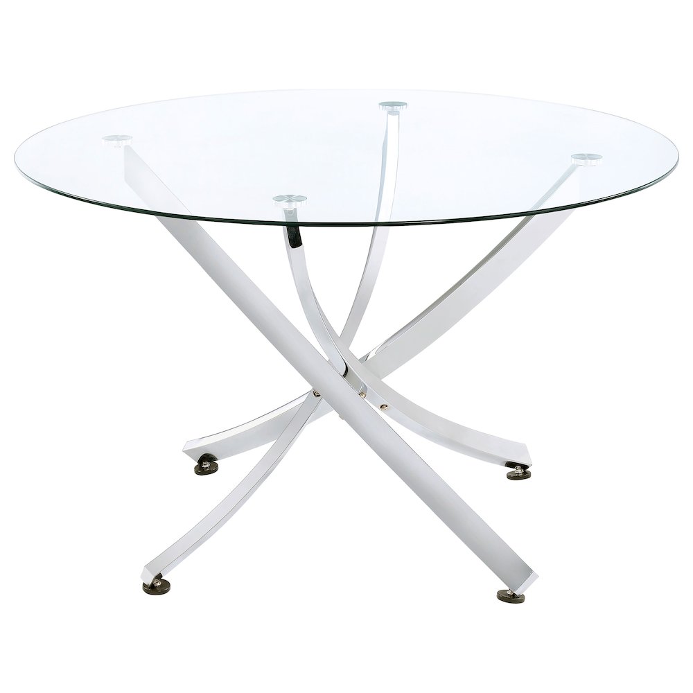 Beckham Round 46-inch Glass Top Dining Table Chrome. Picture 2