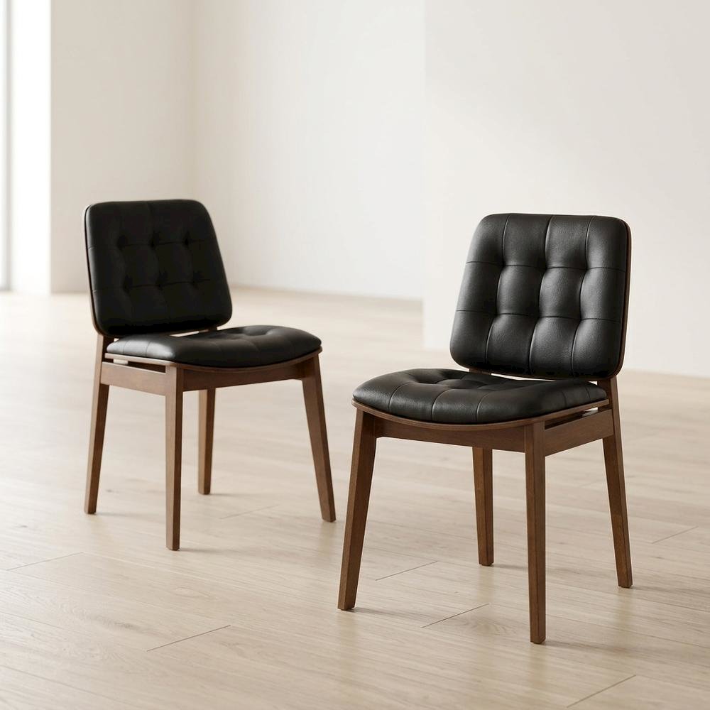 Polyester Upholstered Mid-Century Modern Dining Side Chair, Set of 2. Picture 2