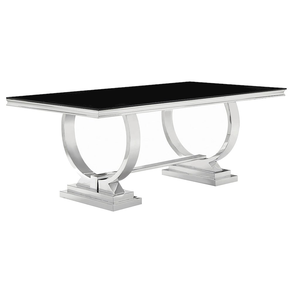 Antoine Rectangular 95-inch Glass Top Dining Table Black. Picture 2