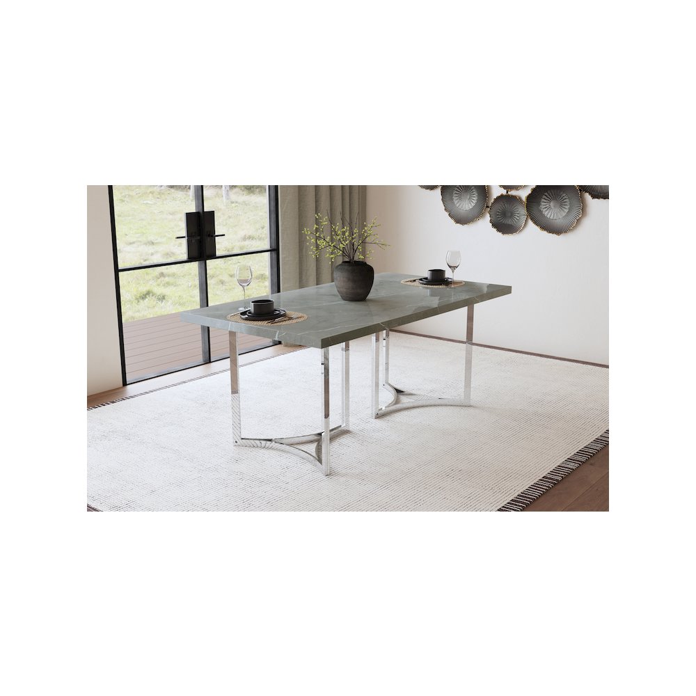 Sterling 72-inch Rectangular Dining Table Grey Faux Marble. Picture 12