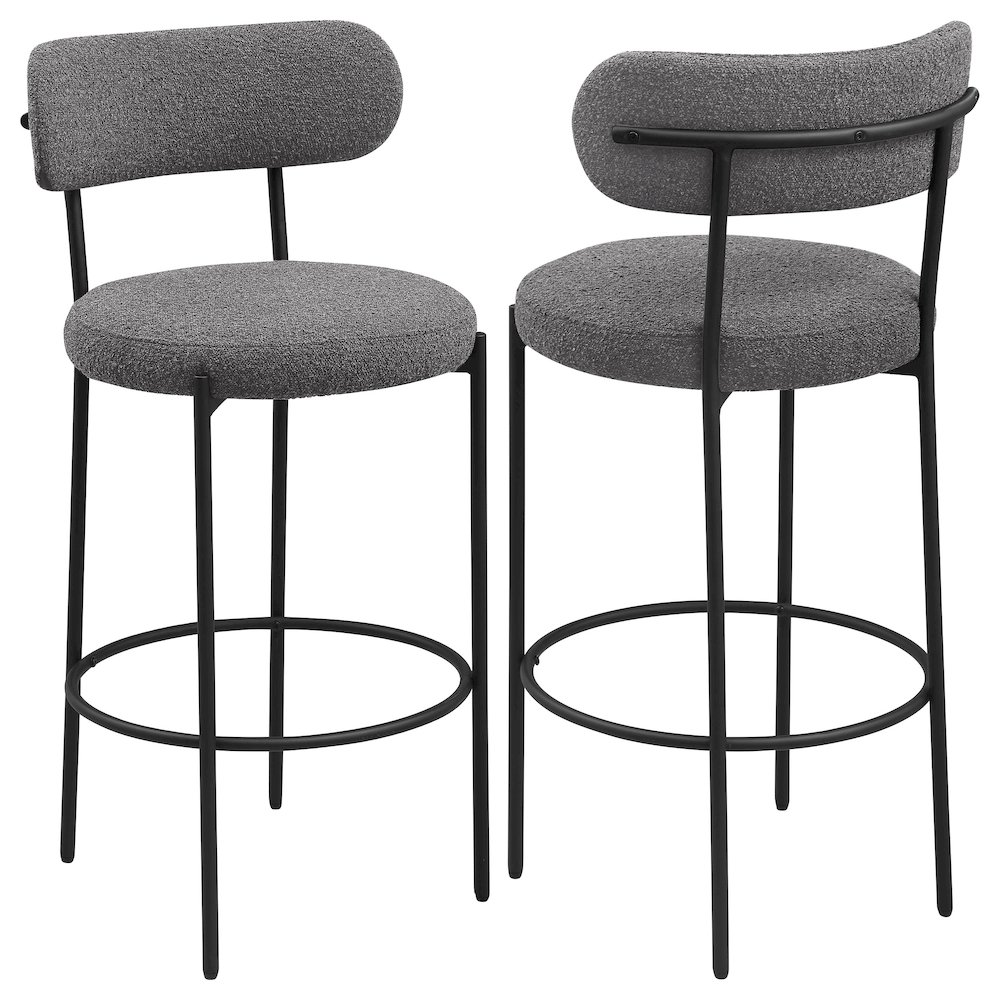 Viola Boucle Upholstered Bar Chair Grey (Set of 2). Picture 2