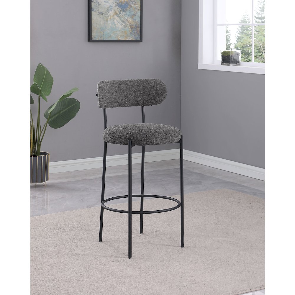 Viola Boucle Upholstered Bar Chair Grey (Set of 2). Picture 11