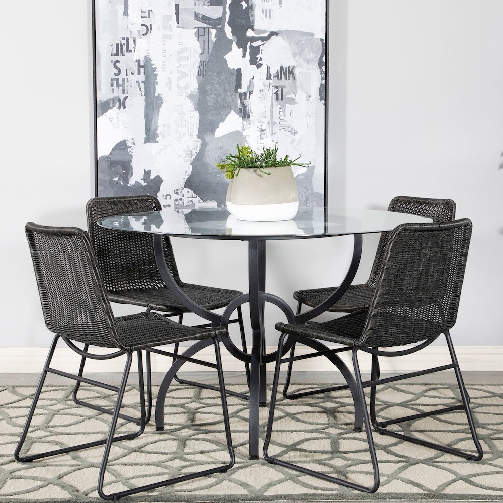 Aviano Round Metal Dining Table Base Gunmetal. Picture 6