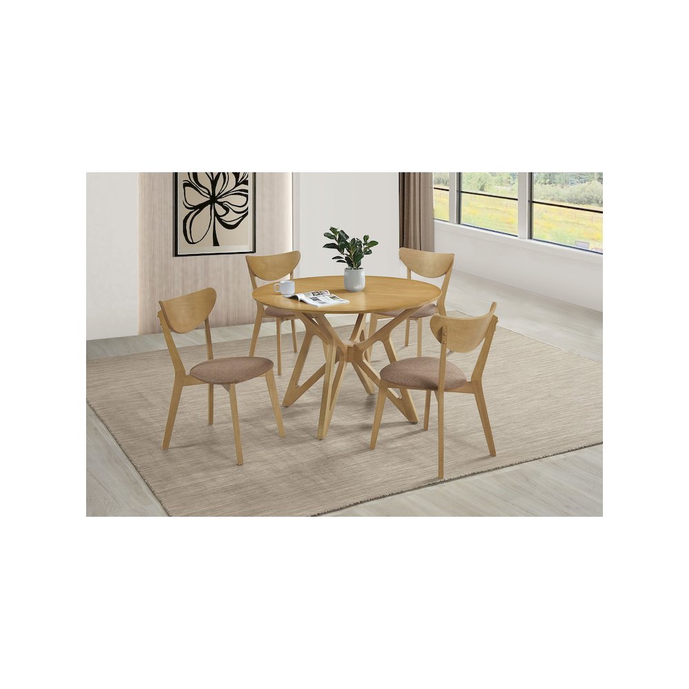 Elowen 5-piece Round Solid Wood Dining Set Light Walnut. Picture 8