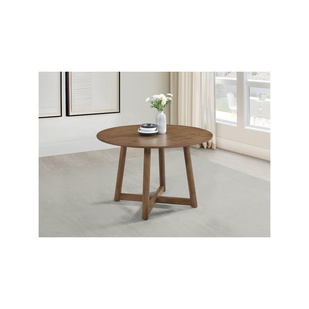 Dinah Round 47-inch Solid Wood Dining Table Walnut. Picture 5