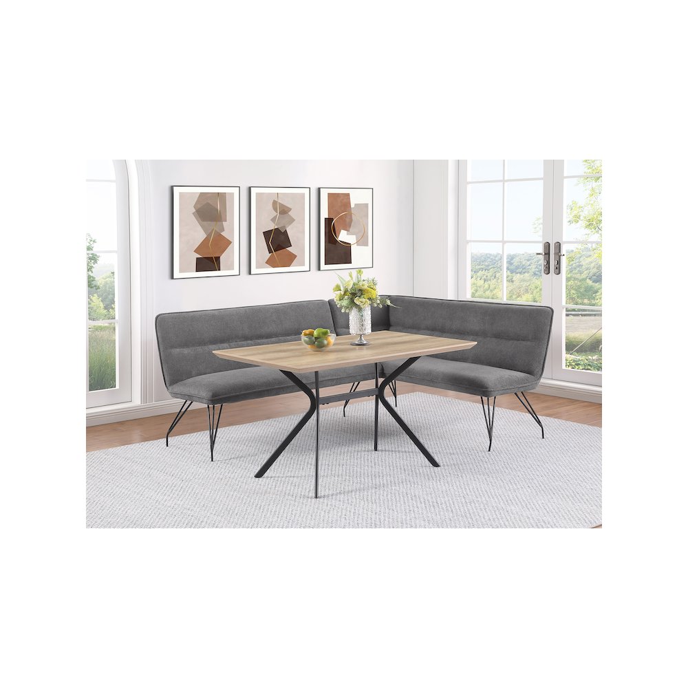 Dodson Fabric Upholstered L-Shaped Nook Dining Bench Grey. Picture 8