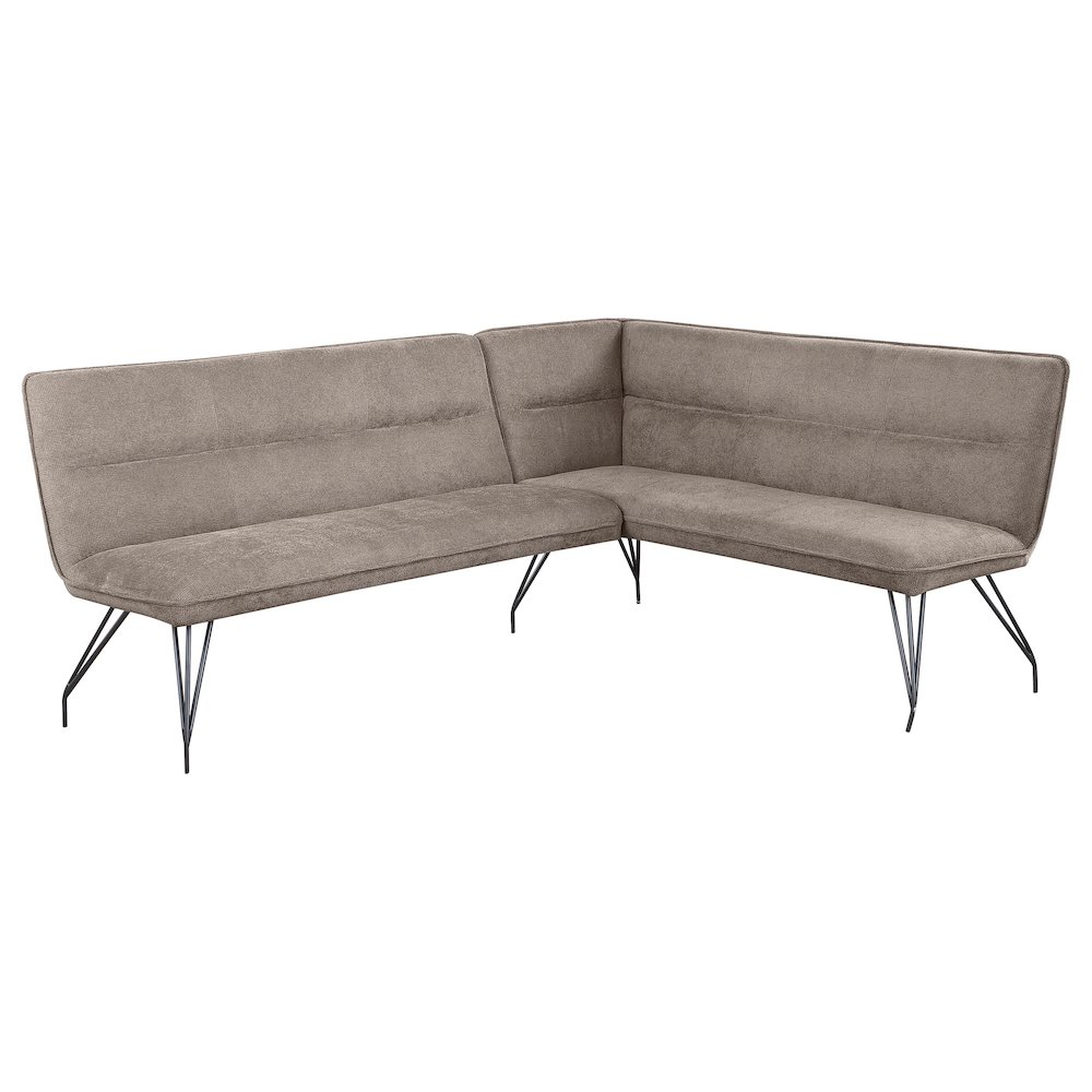 Dodson Fabric Upholstered L-Shaped Nook Dining Bench Taupe. Picture 2