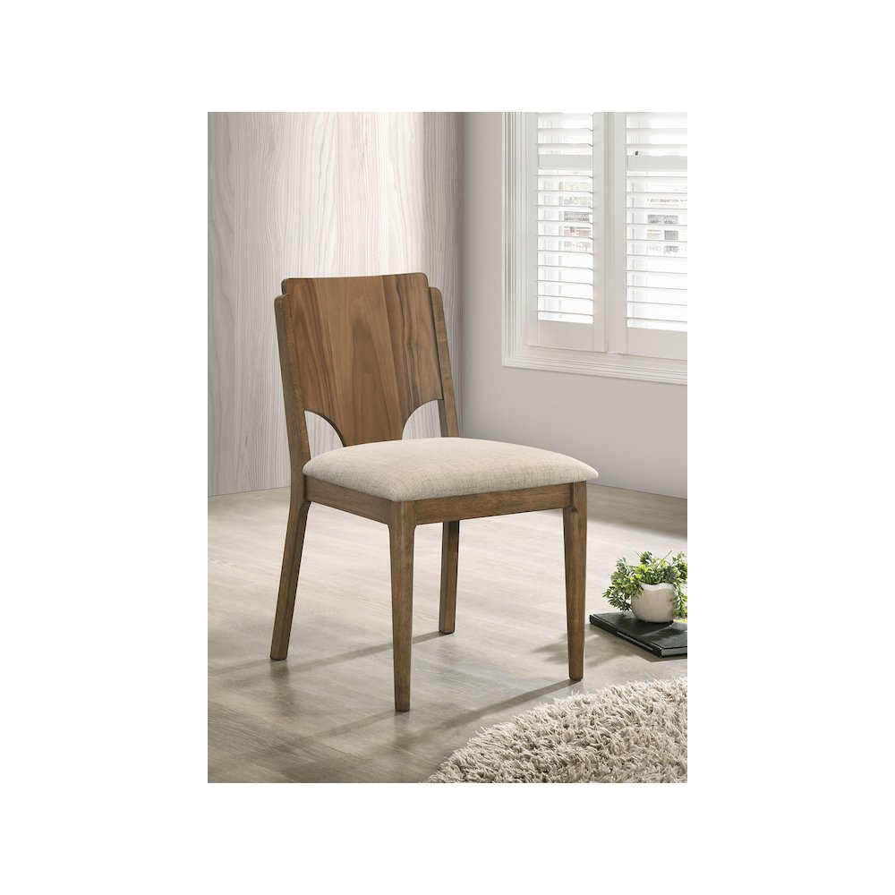 Crestmore Dining Chair Upholstered Seat Walnut (Set of 2). Picture 11