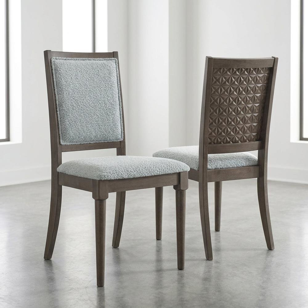 Polyester-Upholstered Mid-Century Modern Dining Side Chair, Dark Brown, Set of 2. Picture 2
