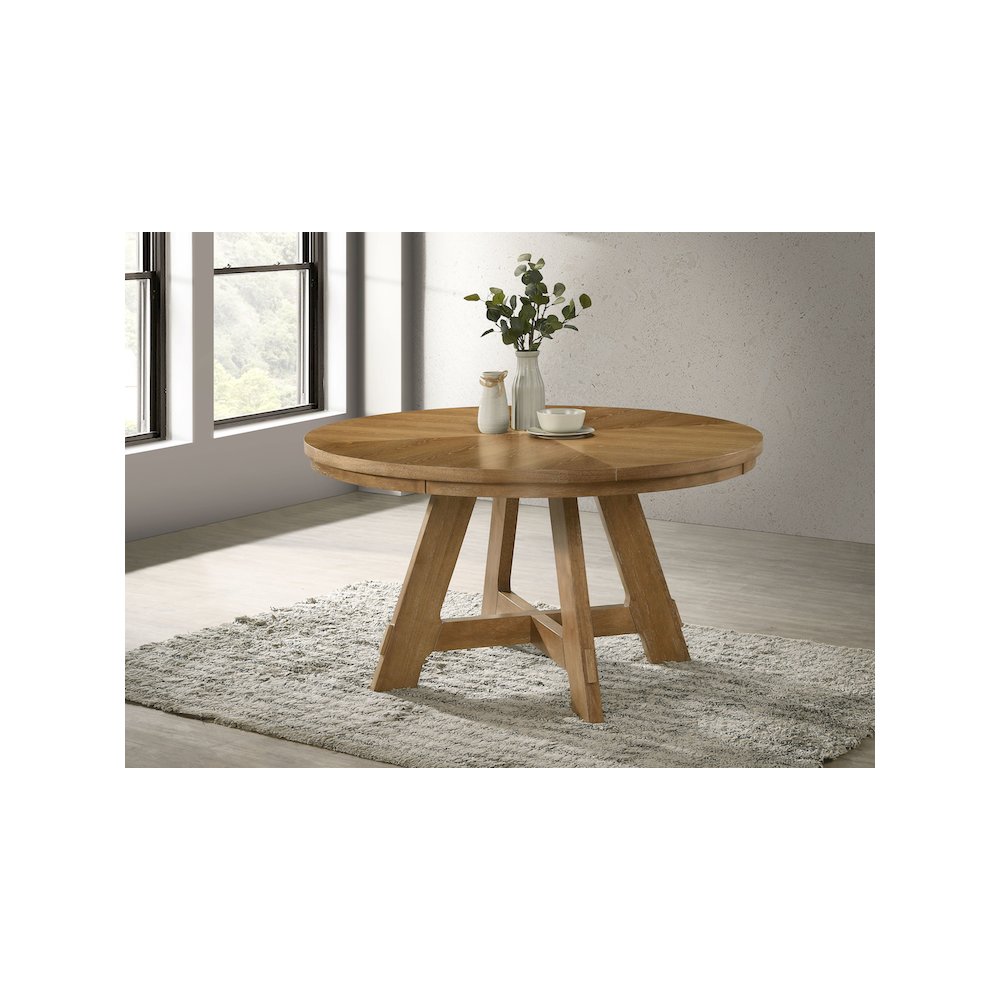 Danvers Round 54-inch Wood Dining Table Brown Oak. Picture 5