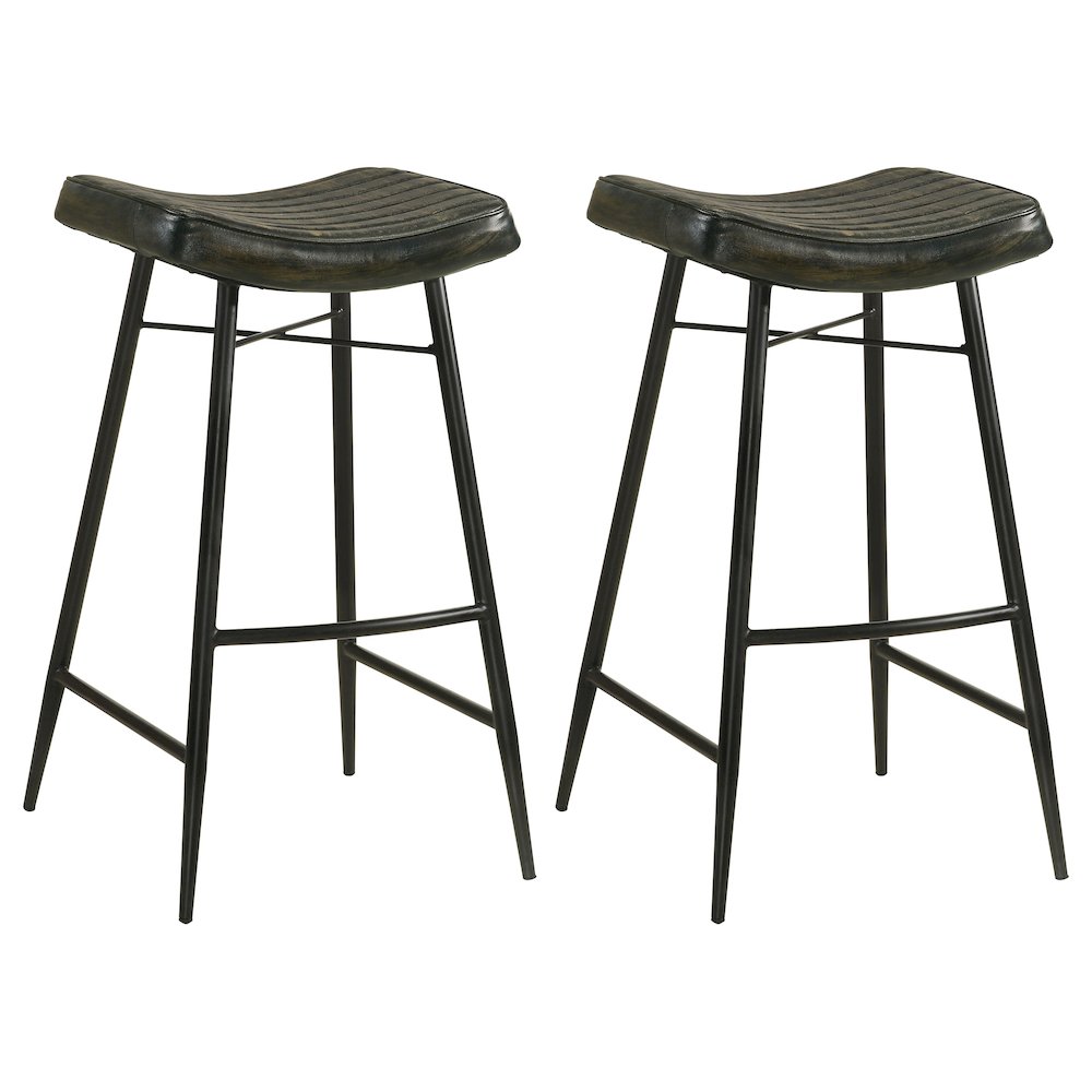 Bayu Leather Upholstered Bar Stool Espresso (Set of 2). Picture 2