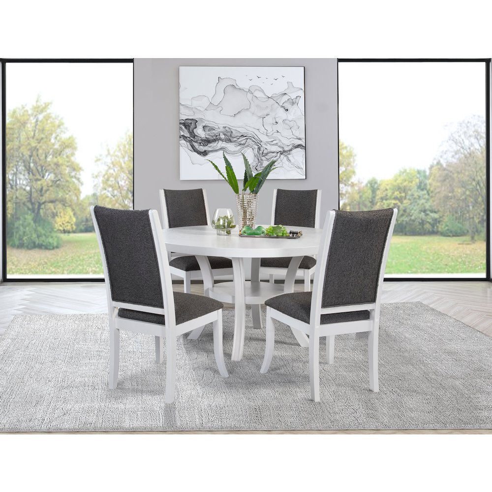 Judd 5-piece 54-inch Round Wood Dining Table Set Pearl White. Picture 9