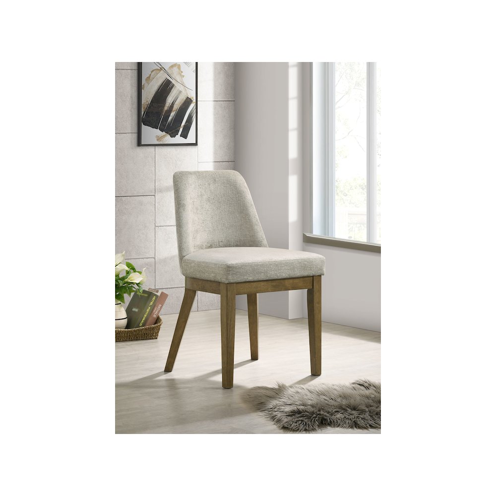 Castlewood Upholstered Dining Side Chair Brown Oak (Set of 2). Picture 11