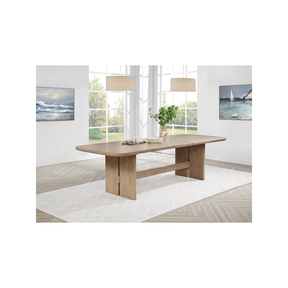 Kailani 110-inch Rectangular Wood Dining Table Beige Oak. Picture 10