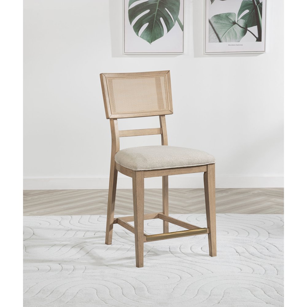 Kailani Radio Weave Cane Counter Dining Side Chair Beige Oak. Picture 12