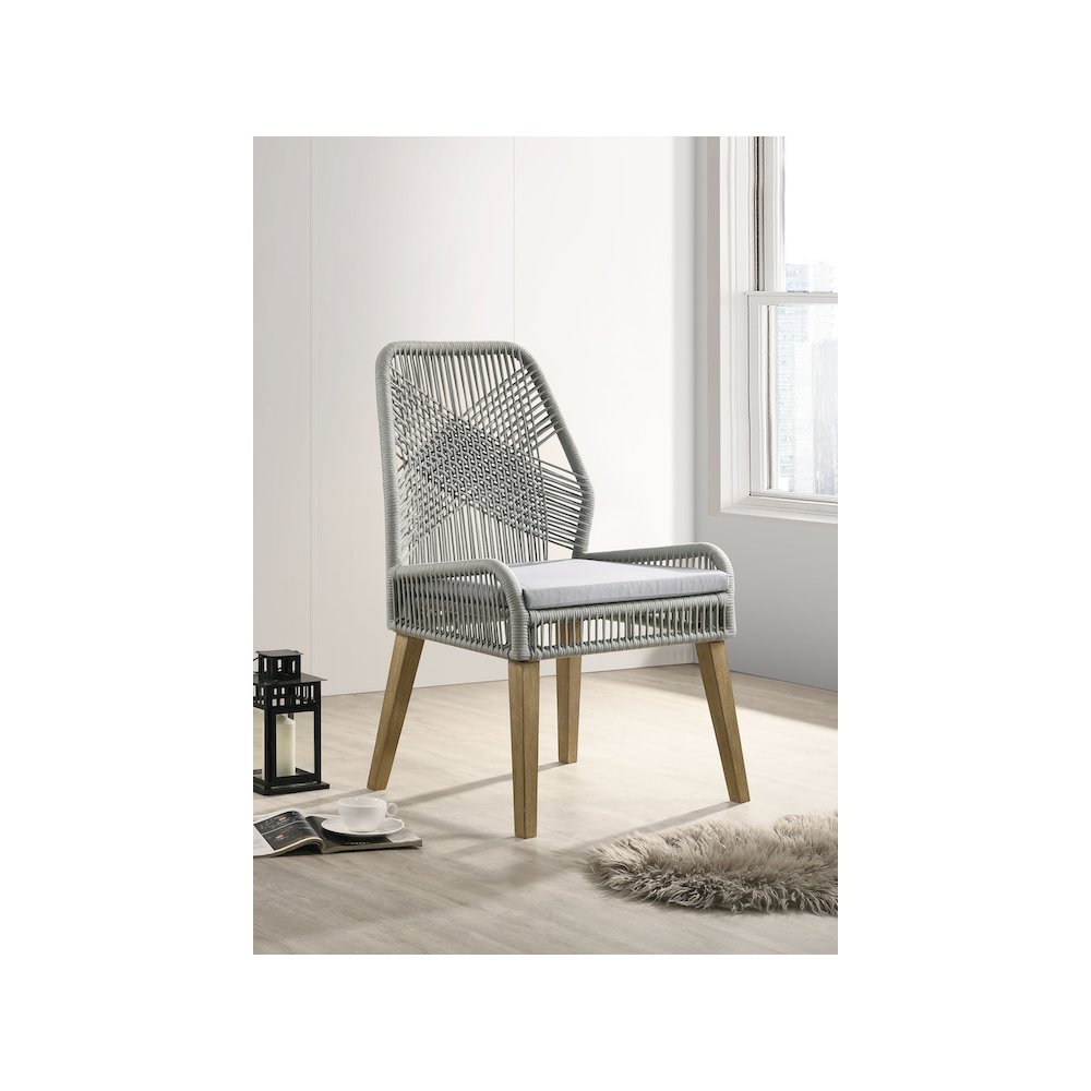 Nakia Woven Rope Dining Side Chairs Grey (Set of 2). Picture 11