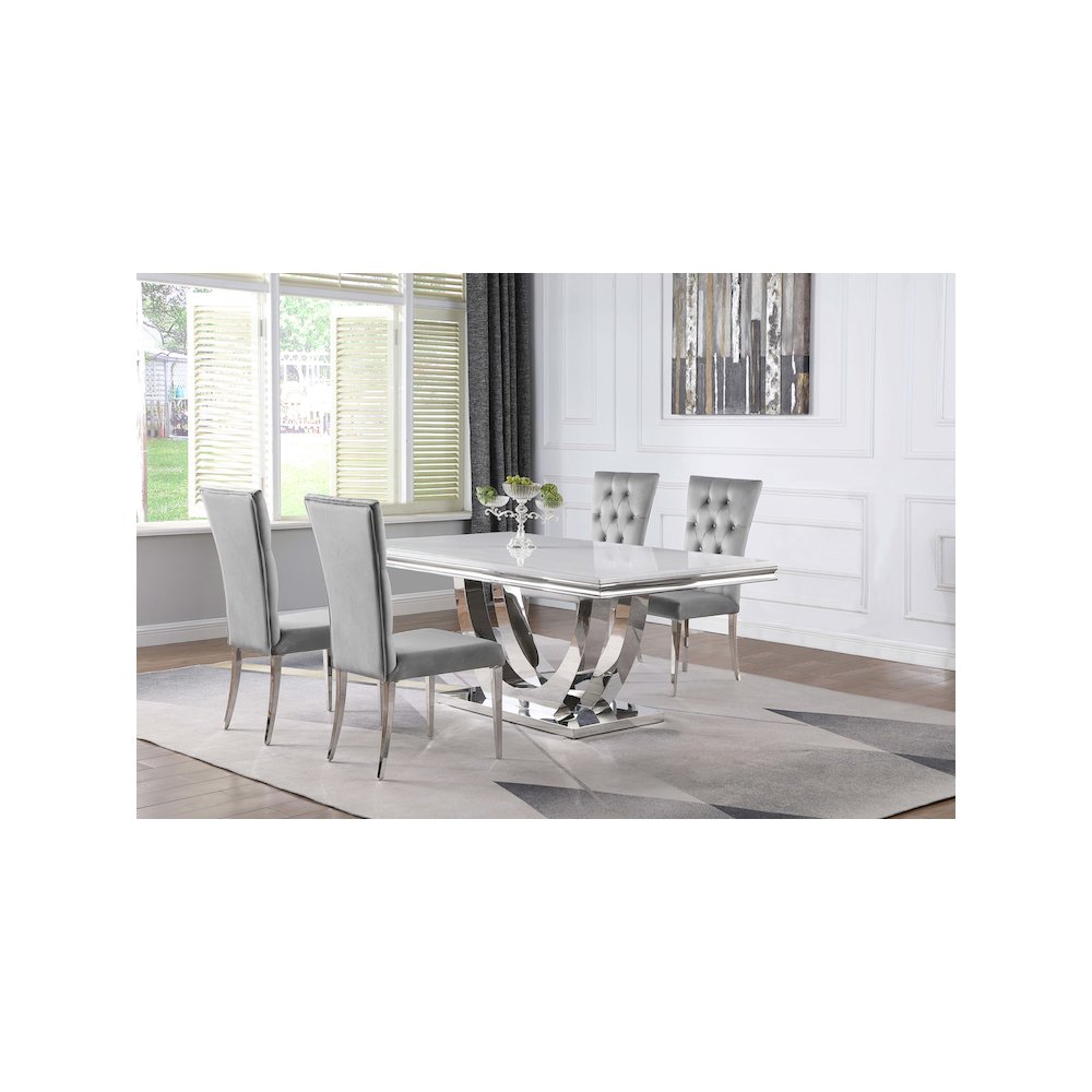 Kerwin 5-piece Rectangular Dining Table Set Grey and Chrome. Picture 8