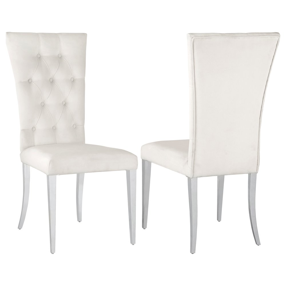 Kerwin Velvet Upholstered Dining Side Chair White (Set of 2). Picture 2