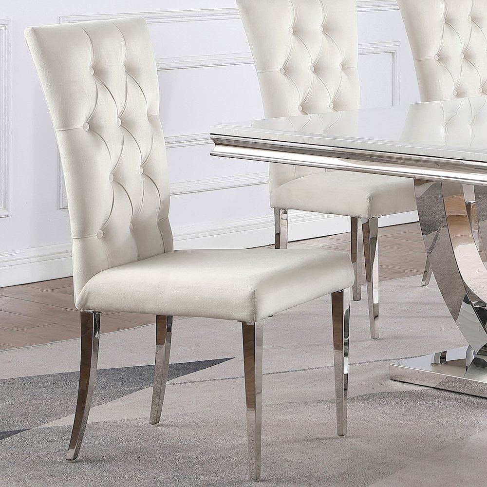 Kerwin Velvet Upholstered Dining Side Chair White (Set of 2). Picture 12