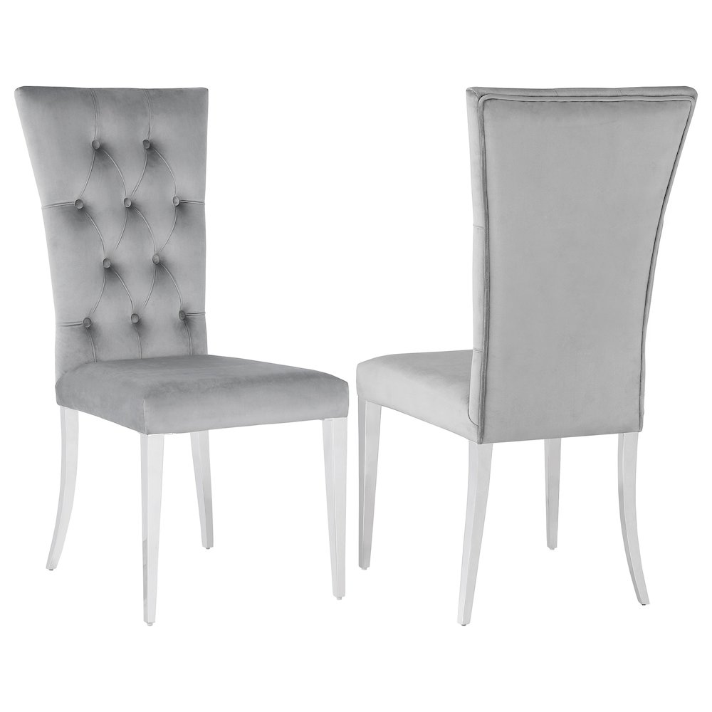 Kerwin Velvet Upholstered Dining Side Chair Grey (Set of 2). Picture 2