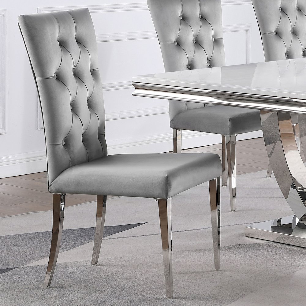 Kerwin Velvet Upholstered Dining Side Chair Grey (Set of 2). Picture 12