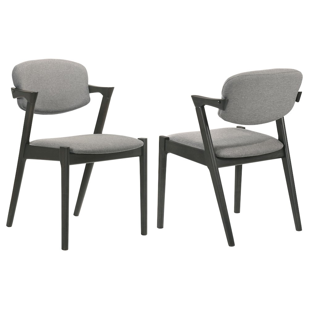 Stevie Padded Wood Dining Arm Chair Black (Set of 2). Picture 2