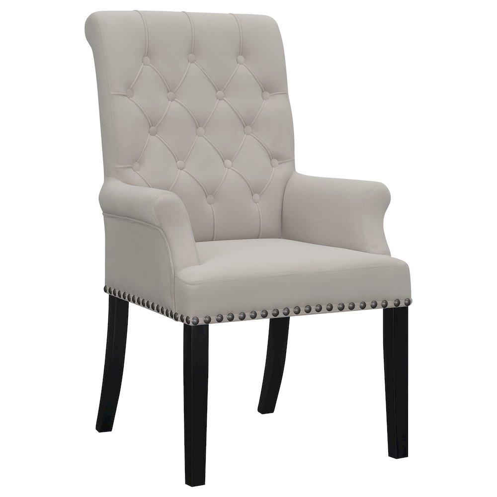 Alana Velvet Upholstered Dining Arm Chair Sand. Picture 2