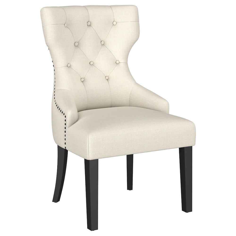 Baney Fabric Upholstered Dining Side Chair Beige and Black. Picture 2