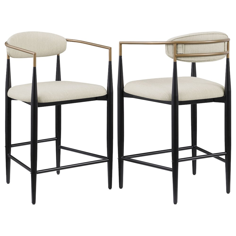 Tina Fabric Upholstered Counter Chair Beige (Set of 2). Picture 2