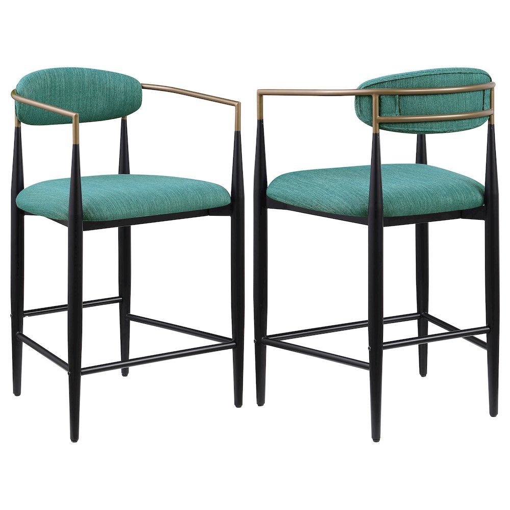 Tina Fabric Upholstered Counter Chair Green (Set of 2). Picture 2