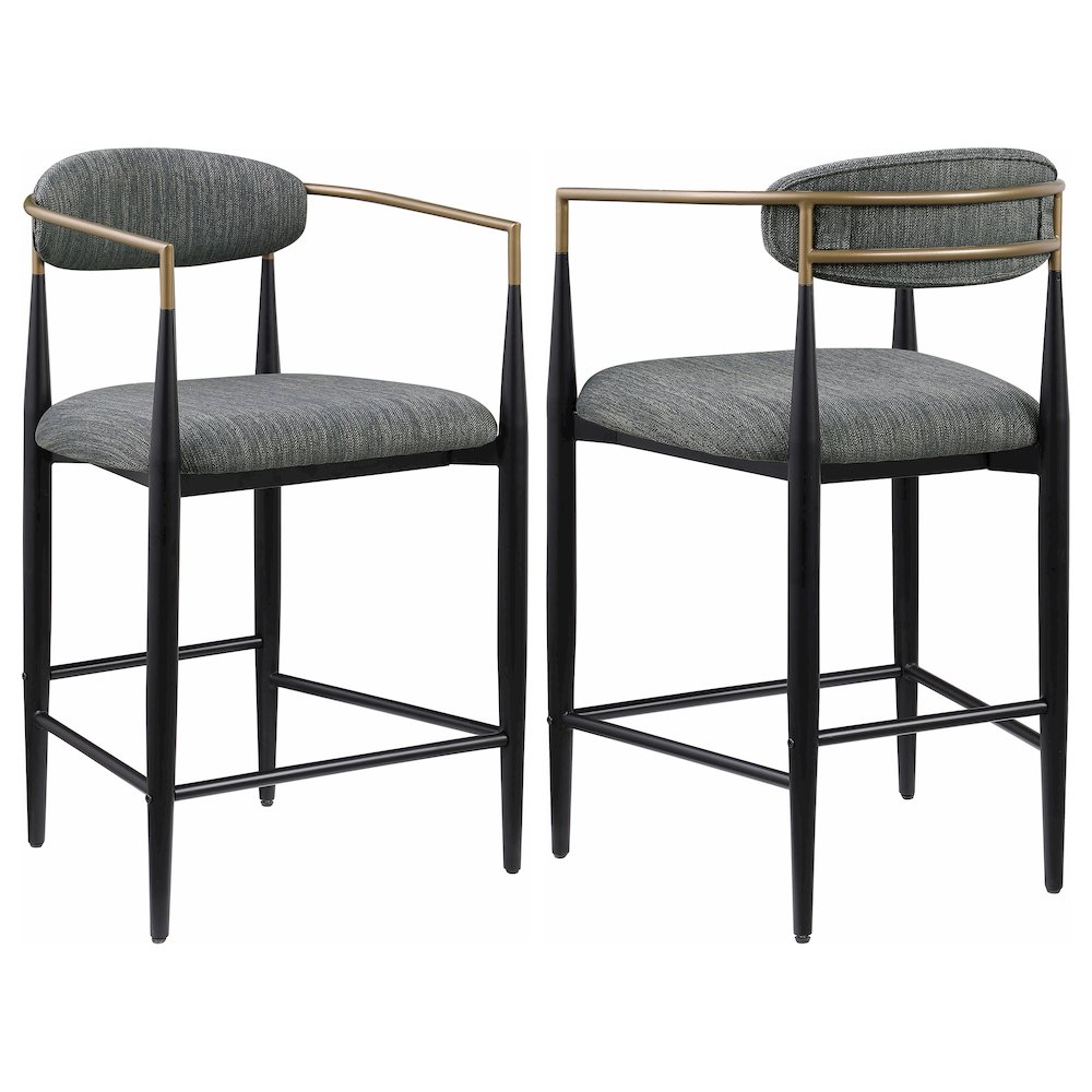 Tina Fabric Upholstered Counter Chair Dark Grey (Set of 2). Picture 2