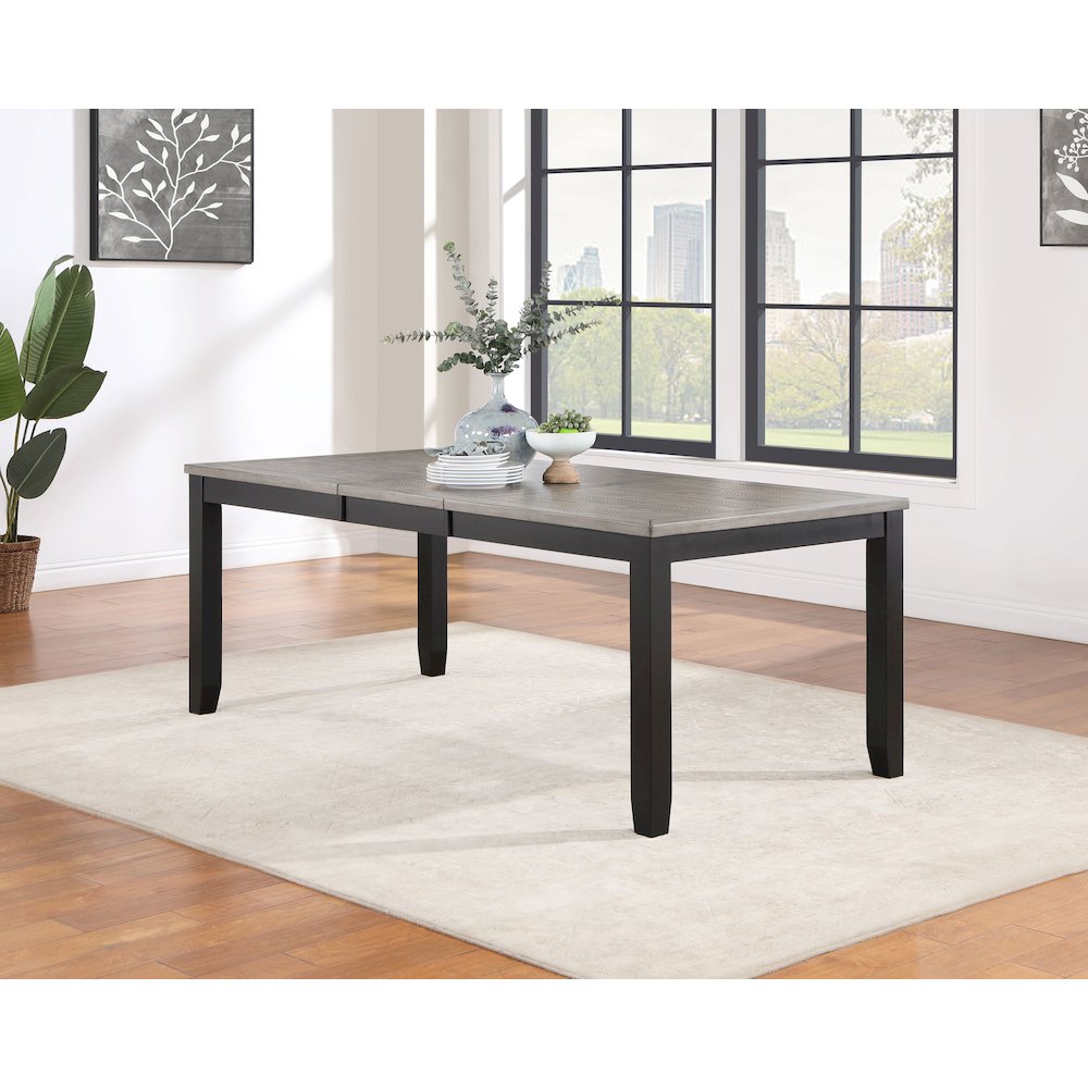 Elodie Rectangular 78-inch Extension Leaf Dining Table Black. Picture 6