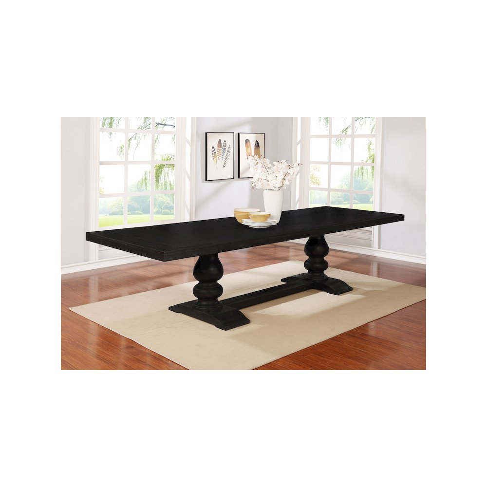 Phelps 123-inch Extension Leaf Dining Table Distressed Noir. Picture 5